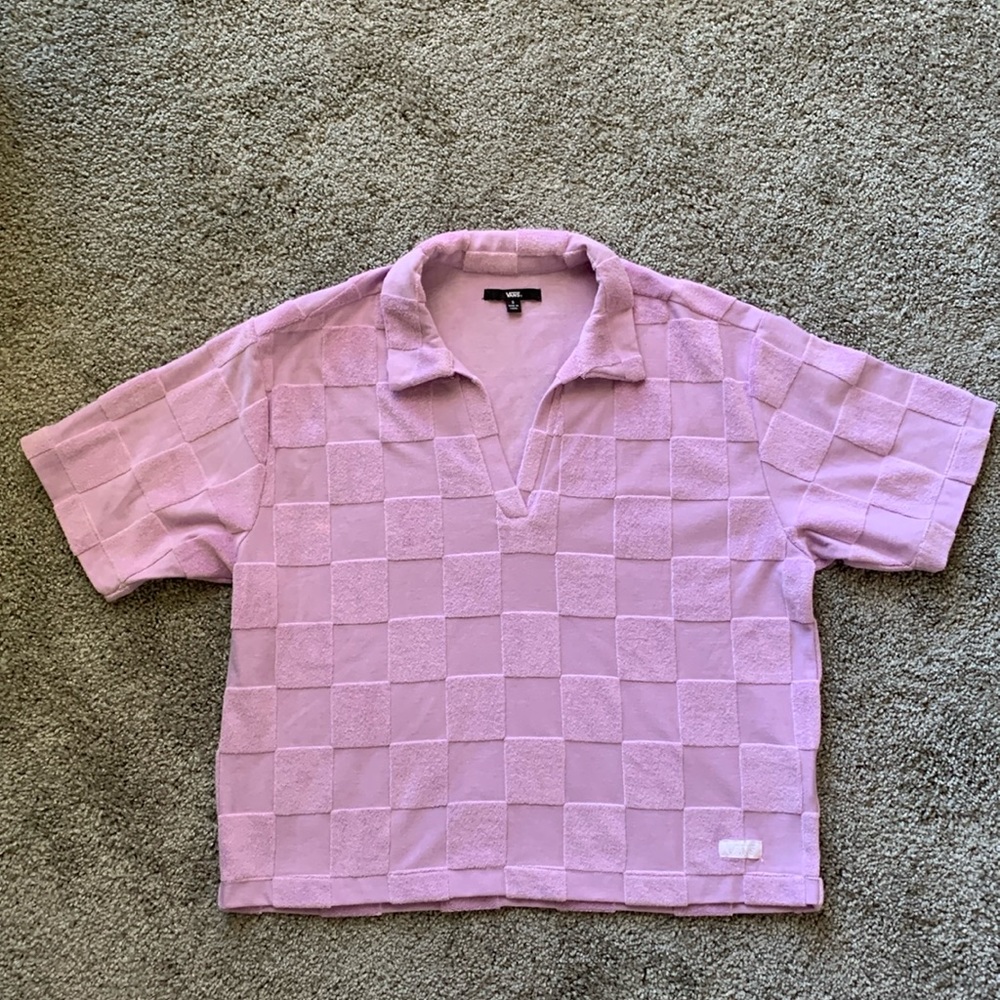 VANS V-neck Terry Cloth Crop Top Size Small